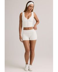 Oh Polly - Modal Ribbed Mid-Rise Foldover Shorts - Lyst