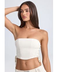 Oh Polly - Bandeau Lace-Up Corset Crop Top - Lyst