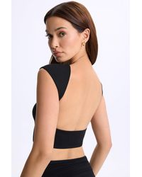 Oh Polly - Modal Cap-Sleeve Open-Back Crop Top - Lyst