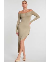 Oh Polly - Long Sleeve Off-The-Shoulder Modal Cashmere Blend Maxi Dress - Lyst