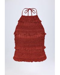 Oh Polly - Ruffled High-Neck Backless Top - Lyst