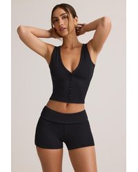 Oh Polly - Modal Ribbed Button-Up Vest Top - Lyst
