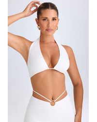Oh Polly - Plunge Hardware-Detail Halterneck Crop Top - Lyst