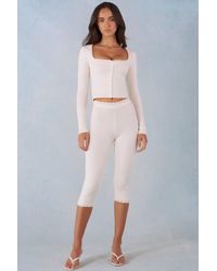 Oh Polly - Knit Mid-Rise Capri Trousers - Lyst