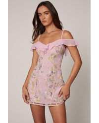 Oh Polly - Embellished Lace-Up A-Line Mini Dress - Lyst
