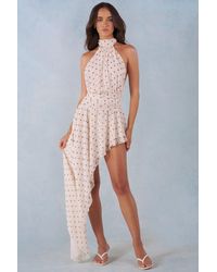 Oh Polly - Halterneck Asymmetric Maxi Dress - Lyst