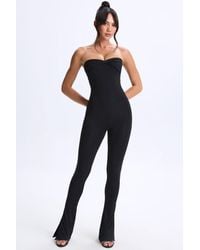 Oh Polly - Modal Twist-Front Split Hem Flared Jumpsuit - Lyst