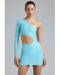 Oh Polly - Metallic Cut-Out One-Shoulder Mini Dress - Lyst