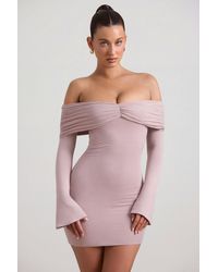Oh Polly - Modal-Cashmere Blend Off-Shoulder Ruched Mini Dress - Lyst