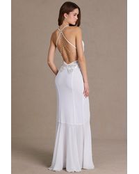 Oh Polly - Chiffon Cowl-Neck Open-Back Gown - Lyst