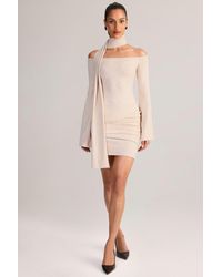 Oh Polly - Knit Scarf-Detail Off-Shoulder Mini Dress - Lyst
