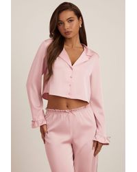 Oh Polly - Ruffle-Trim Cropped Pyjama Top - Lyst