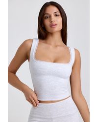 Oh Polly - Ribbed Modal Lace-Trim Tank Top - Lyst