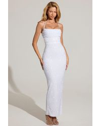Oh Polly - Embellished Cowl-Neck Maxi Dress - Lyst