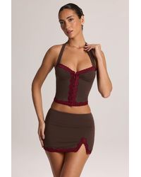 Oh Polly - Modal Lace-Trim Low-Rise Mini Skirt - Lyst