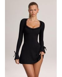 Oh Polly - Modal Lace-Trim Mini Dress - Lyst