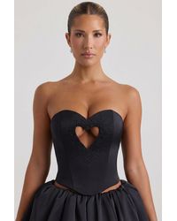 Oh Polly - Embellished Heart Cut-Out Strapless Corset Top - Lyst