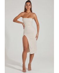 Oh Polly - Embellished Bandeau Cowl Neck Midi Dress - Lyst