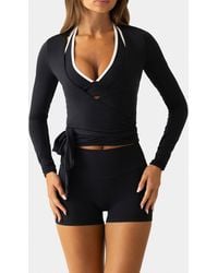 BO+TEE - Soft Jersey Wrap Top - Lyst