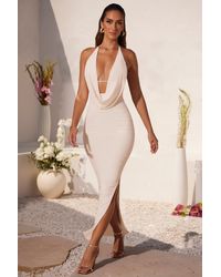 Oh Polly - Plunge Cowl Neck Floor Length Dress - Lyst