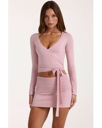 BO+TEE - Soft Knit Wrap Top - Lyst