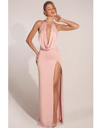 Oh Polly - Cowl-Neck Thigh-High Gown - Lyst