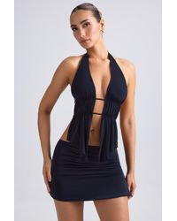 Oh Polly - Cut-Out Ruched Halterneck Crop Top - Lyst