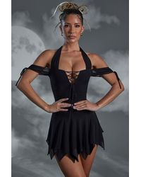 Oh Polly - Lace Up Halter Neck Mini Dress - Lyst