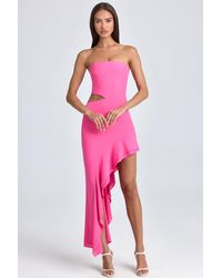 Oh Polly - Bandeau Cut-Out Ruffle-Trim Maxi Dress - Lyst