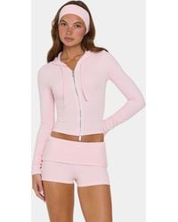 BO+TEE - Ribbed Jersey Cropped Hoodie - Lyst