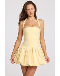 Oh Polly - Halterneck Lace-Up Bubble Hem Corset Micro Mini Dress - Lyst