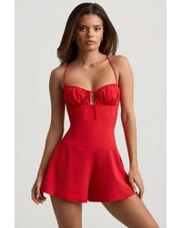 Oh Polly - Ruched Backless Playsuit - Lyst