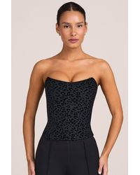 Oh Polly - Flocked Leopard Mesh Corset Top - Lyst