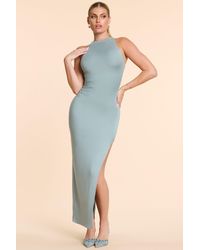 Oh Polly - High Neck Racerback Ruched Modal Cashmere Blend Maxi Dress - Lyst