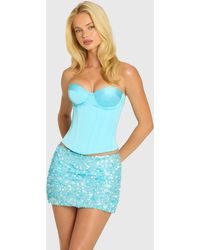 Oh Polly - Satin Lace-Up Corset Top - Lyst