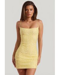 Oh Polly - Embellished Scoop-Neck Bodycon Mini Dress - Lyst