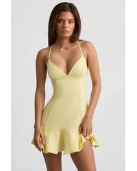 Oh Polly - Drop-Waist Lace-Up Mini Dress - Lyst