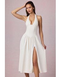 Oh Polly - Modal Broderie Anglaise Halterneck Midaxi Dress - Lyst