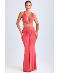 Oh Polly - Hardware Detail Cut-Out Halterneck Maxi Dress - Lyst