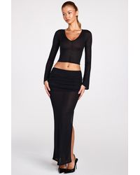 Oh Polly - Sheer Jersey Low-Rise Draped Maxi Skirt - Lyst