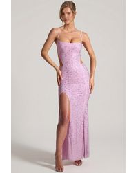Oh Polly - Embellished Cut-Out Fishtail Maxi Dress - Lyst