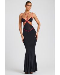 Oh Polly - Contrast Binding Cut Out Evening Gown - Lyst