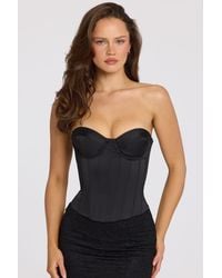 Oh Polly - Satin Lace-Up Corset Top - Lyst