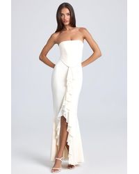 Oh Polly - Bandeau Ruffle-Trim Corset Gown - Lyst