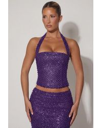 Oh Polly - Embellished Halterneck Corset Top - Lyst