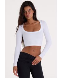 BO+TEE - Seamless Soft Rib Cut-Out Crop Top - Lyst