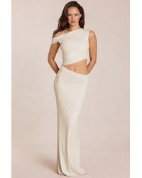 Oh Polly - Asymmetric Drape Maxi Dress - Lyst