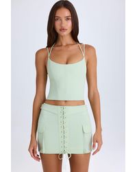 Oh Polly - Lace-Up Cargo Micro Mini Skirt - Lyst
