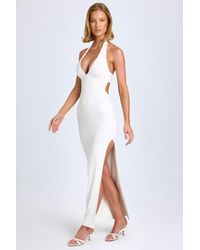 Oh Polly - Modal Lace-Trim Halterneck Maxi Dress - Lyst