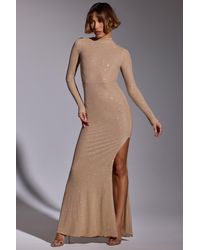 Oh Polly - Embellished Long Sleeve Evening Gown - Lyst